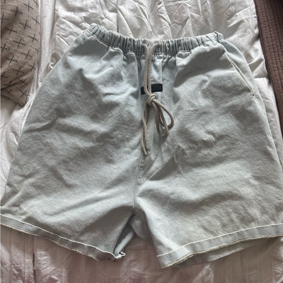 Casual Drawstring Men’s Light Gray Cotton Shorts
